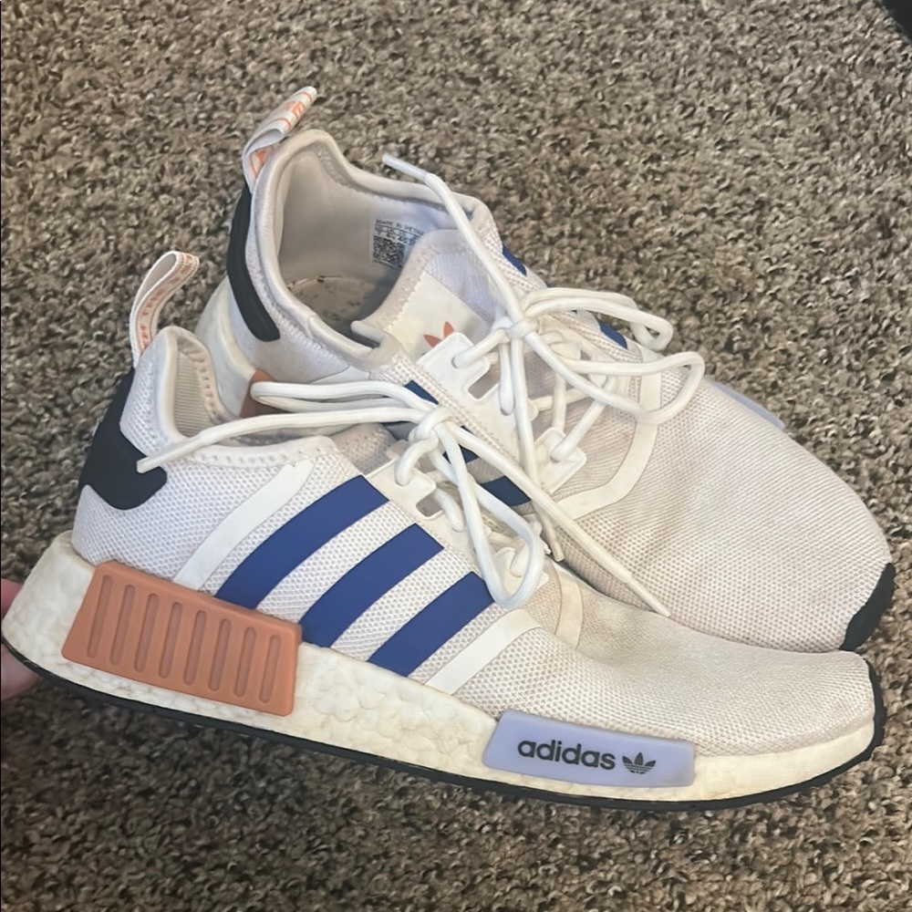 Adidas Womens White and Blue Sneakers